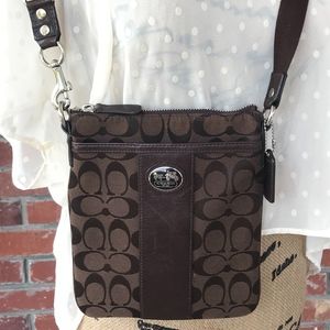 Brown Pink Coach Signature Crossbody Purse Shoulder Bag